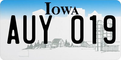 IA license plate AUY019