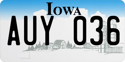 IA license plate AUY036