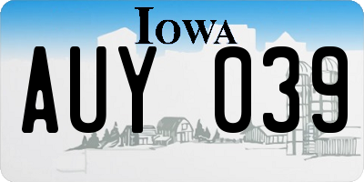 IA license plate AUY039
