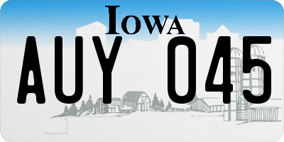 IA license plate AUY045