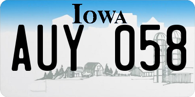 IA license plate AUY058