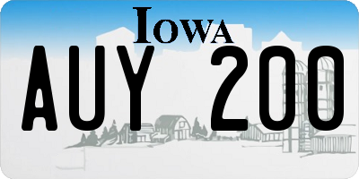 IA license plate AUY200
