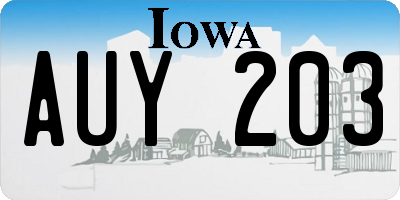 IA license plate AUY203