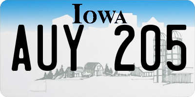 IA license plate AUY205