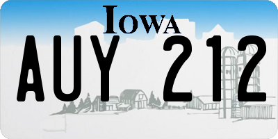 IA license plate AUY212