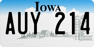 IA license plate AUY214