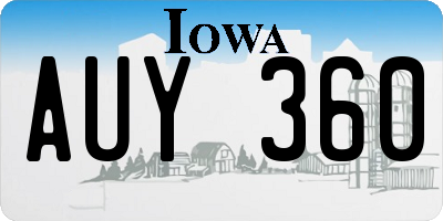IA license plate AUY360