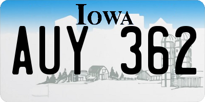 IA license plate AUY362