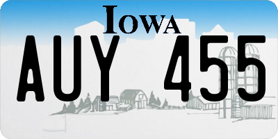 IA license plate AUY455