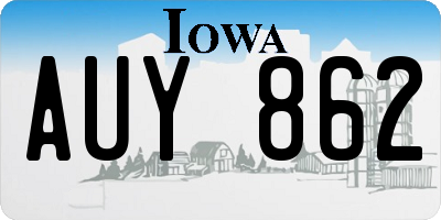 IA license plate AUY862