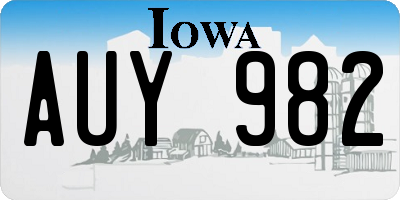 IA license plate AUY982