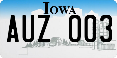 IA license plate AUZ003