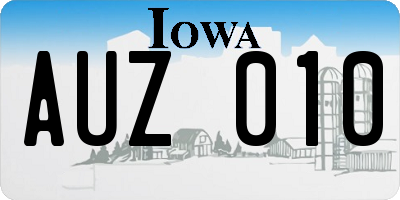 IA license plate AUZ010
