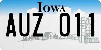 IA license plate AUZ011