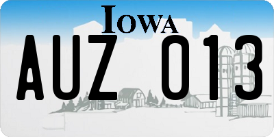 IA license plate AUZ013