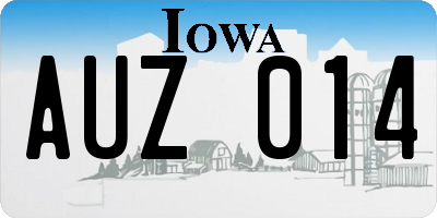 IA license plate AUZ014