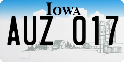 IA license plate AUZ017