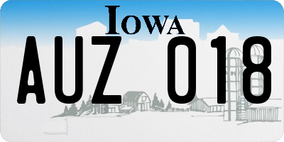 IA license plate AUZ018