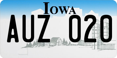IA license plate AUZ020