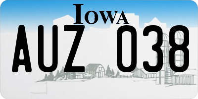 IA license plate AUZ038