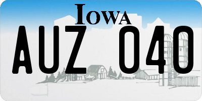 IA license plate AUZ040