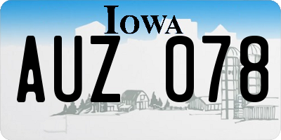 IA license plate AUZ078