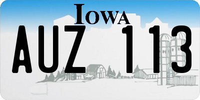 IA license plate AUZ113