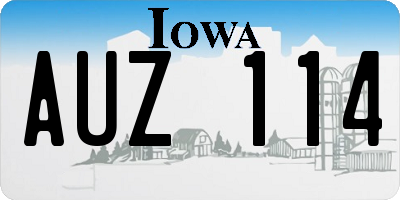 IA license plate AUZ114