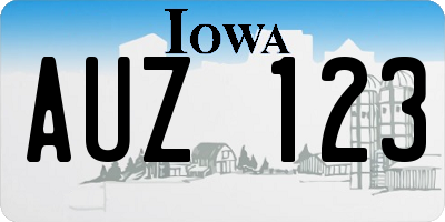 IA license plate AUZ123