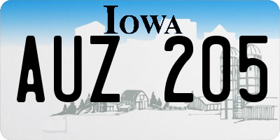 IA license plate AUZ205