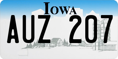 IA license plate AUZ207