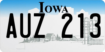 IA license plate AUZ213