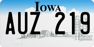 IA license plate AUZ219
