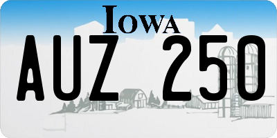 IA license plate AUZ250
