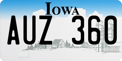 IA license plate AUZ360