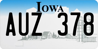 IA license plate AUZ378