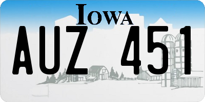 IA license plate AUZ451