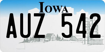 IA license plate AUZ542