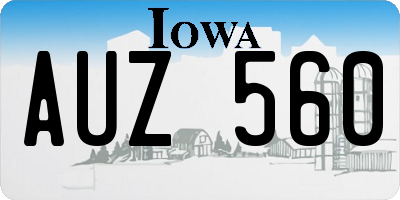 IA license plate AUZ560
