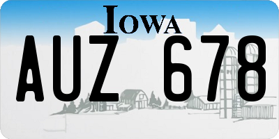 IA license plate AUZ678