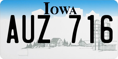 IA license plate AUZ716