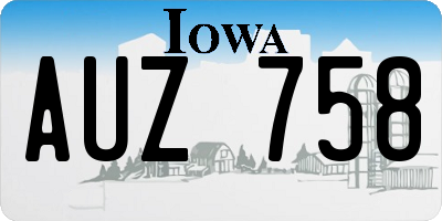 IA license plate AUZ758