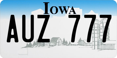 IA license plate AUZ777