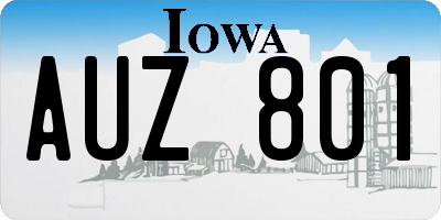IA license plate AUZ801
