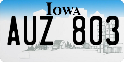 IA license plate AUZ803