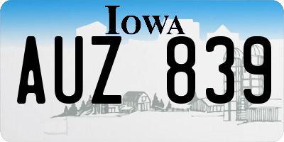 IA license plate AUZ839