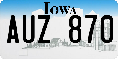 IA license plate AUZ870