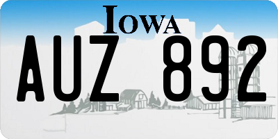 IA license plate AUZ892