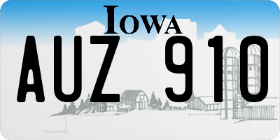 IA license plate AUZ910