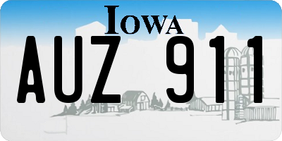 IA license plate AUZ911